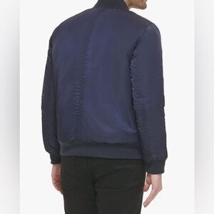 Calvin Klein Blue Bomber Jacket with Ribbed Collar